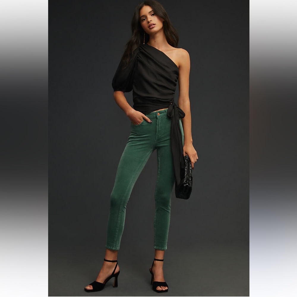 NWT Anthropologie Plus Pilcro High Rise Skinny Army Green Corduroy Pants 24
